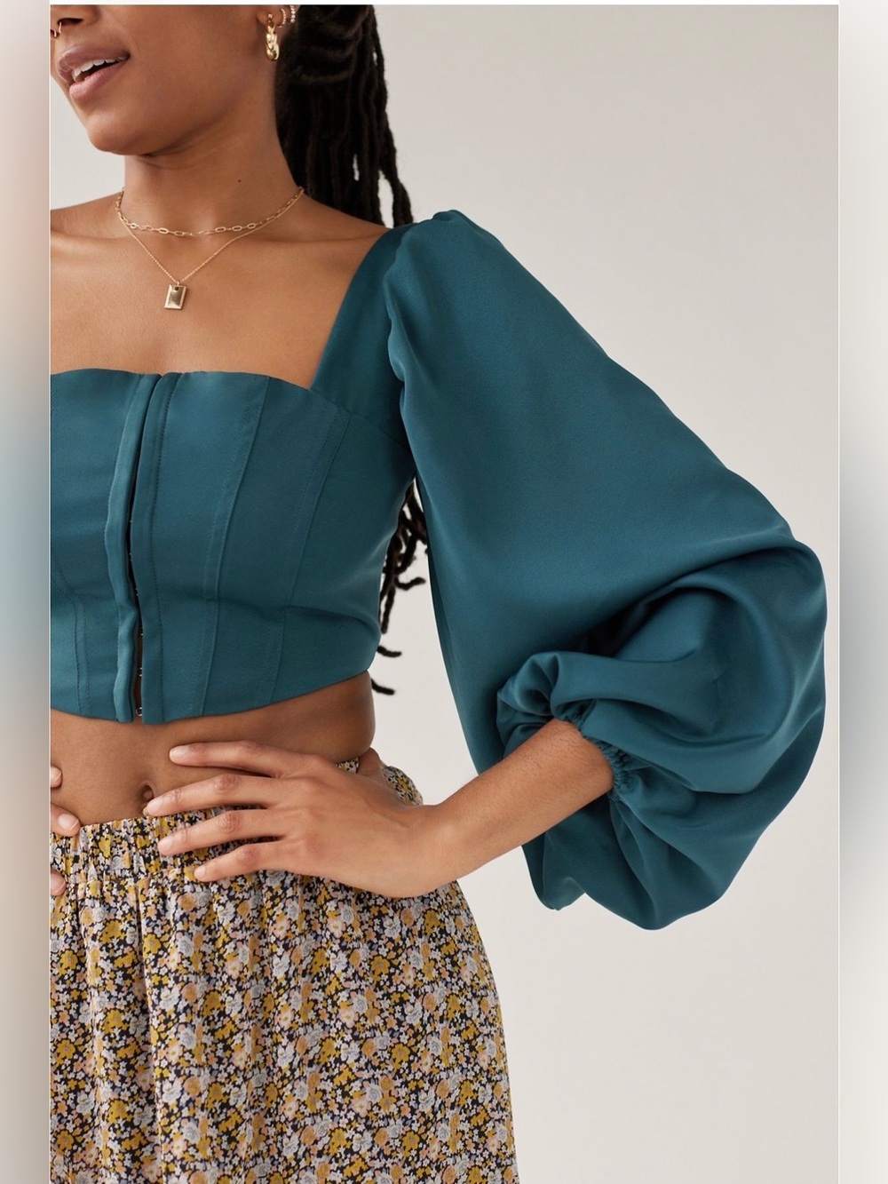 Urban Outfitters UO Maddie Bustier Top Teal Size Small - Picture 5 of 15
